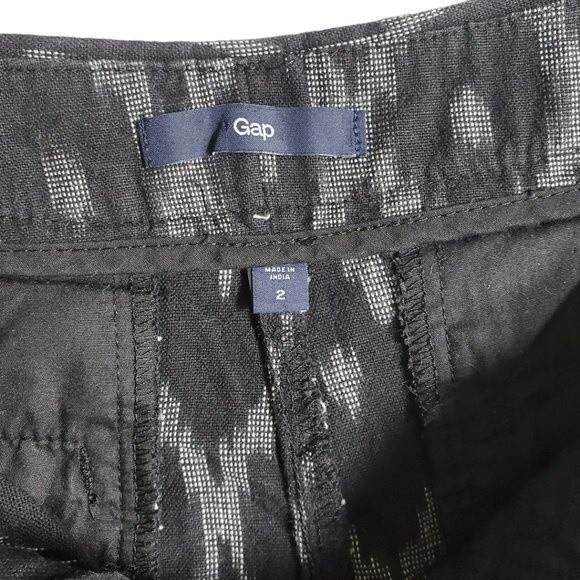 Gap Ikat black gray white canvas shorts sz 2 - Picture 12 of 15